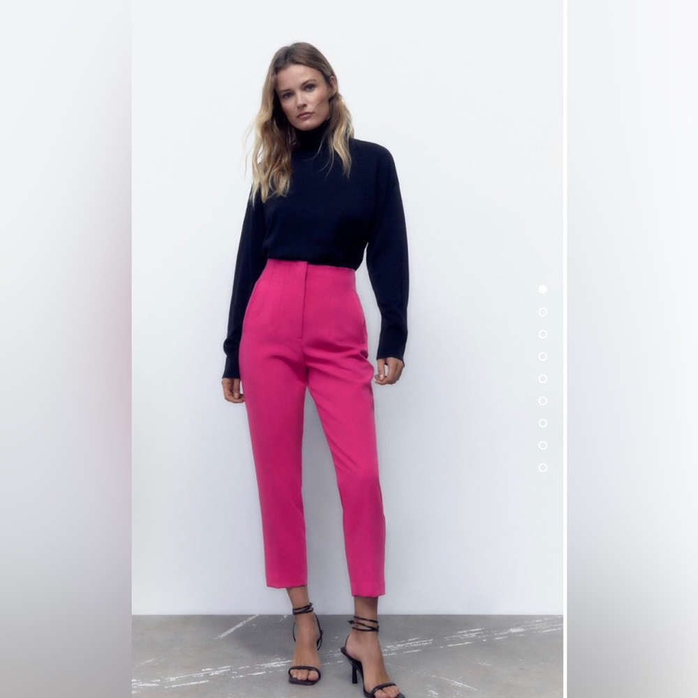 NEW ZARA HIGH-WAISTED PANTS FUCHSIA PINK